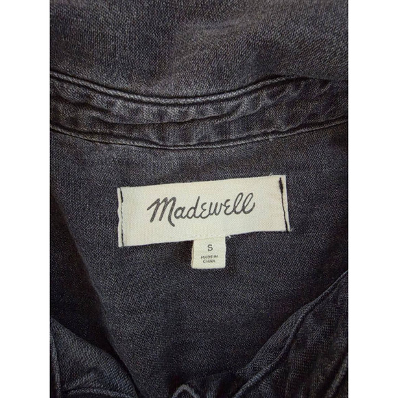 Madewell Shirt Women's Lunar Wash Denim Rolled Sleeve Button Up S Black A001495 - Picture 6 of 7